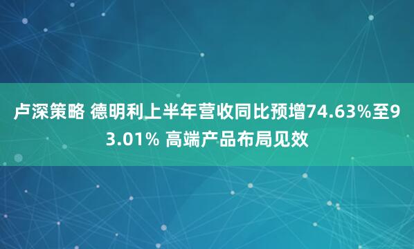 卢深策略 德明利上半年营收同比预增74.63%至93.01% 高端产品布局见效