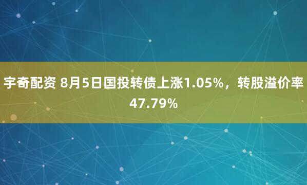 宇奇配资 8月5日国投转债上涨1.05%，转股溢价率47.79%